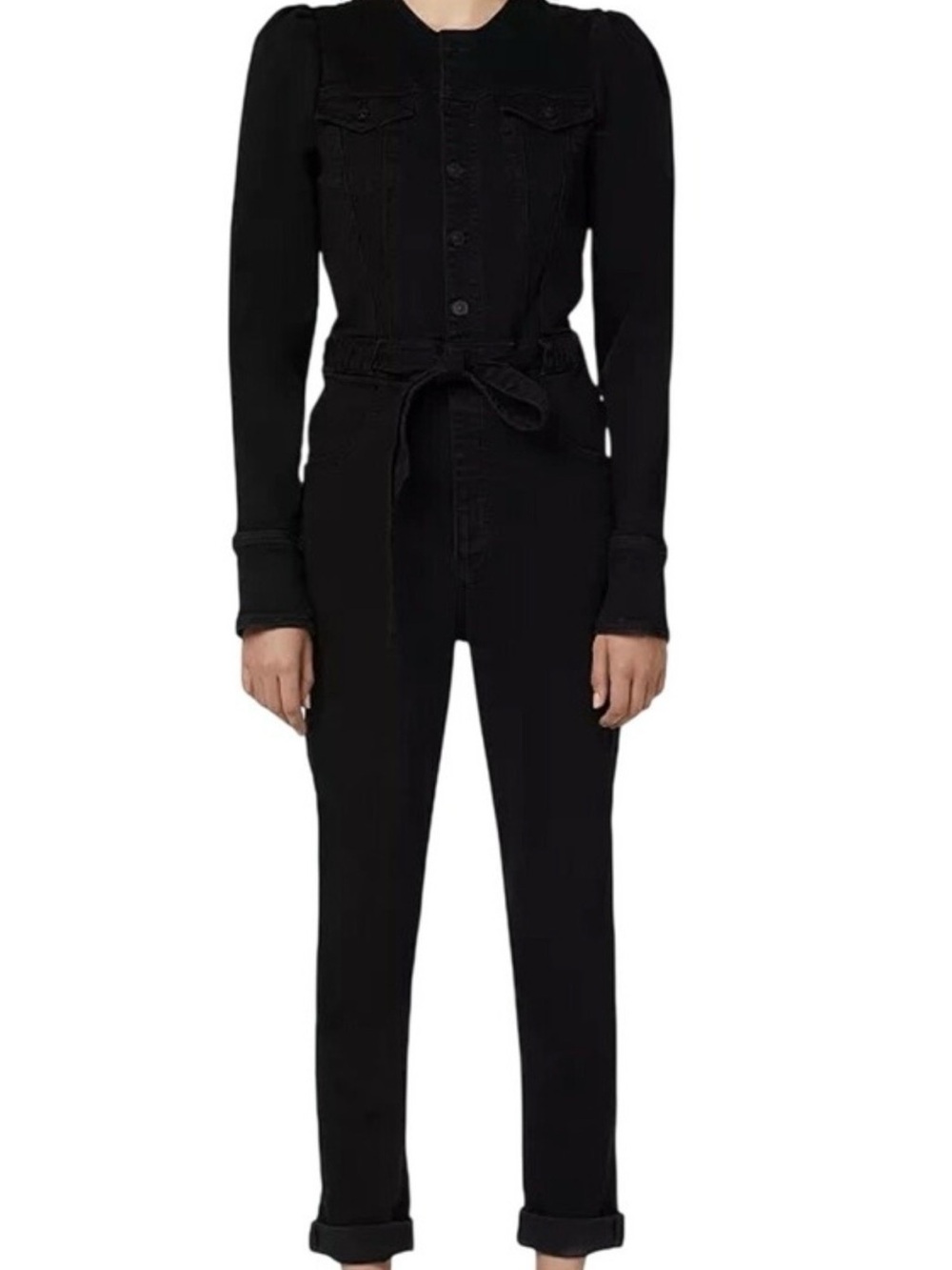 Hudson Jeans Black Tie-Waist Long Sleeve Jumpsuit